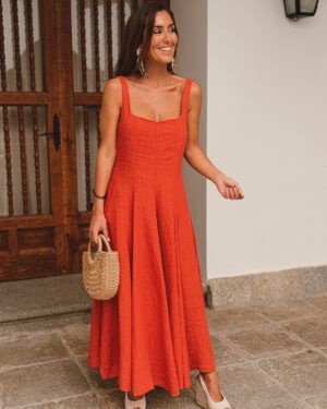 VESTIDO LINO ROJO