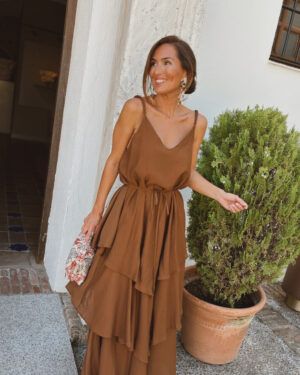 VESTIDO TIRA BOLA MARRON