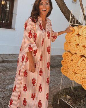 VESTIDO RAYAS LANGOSTA NARANJA