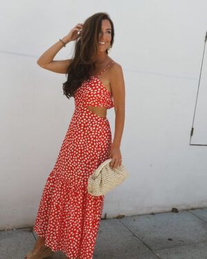 VESTIDO LUNARES ROJO TIRANTA