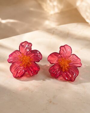 PENDIENTES FLOR RED