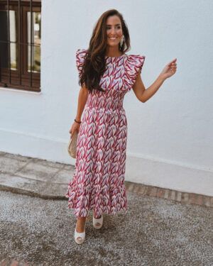 VESTIDO TULIPANES FRUNCE LILA