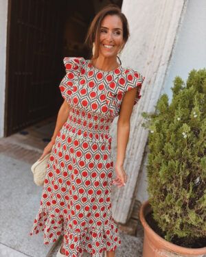 VESTIDO LORENA FRUNCE ROJO
