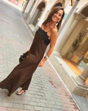 VESTIDO LENCERO MARRON