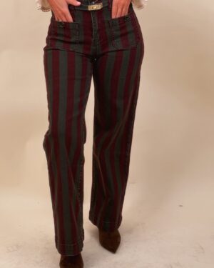 PANTALON BENETTO BURDEO Y VERDE
