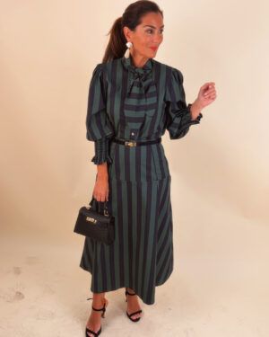 CONJUNTO FALDA Y CAMISA DE RAYAS VERDE