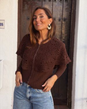 JERSEY CROCHE CAPA MARRON