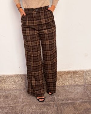 PANTALON CUADROS VERDE MARRON